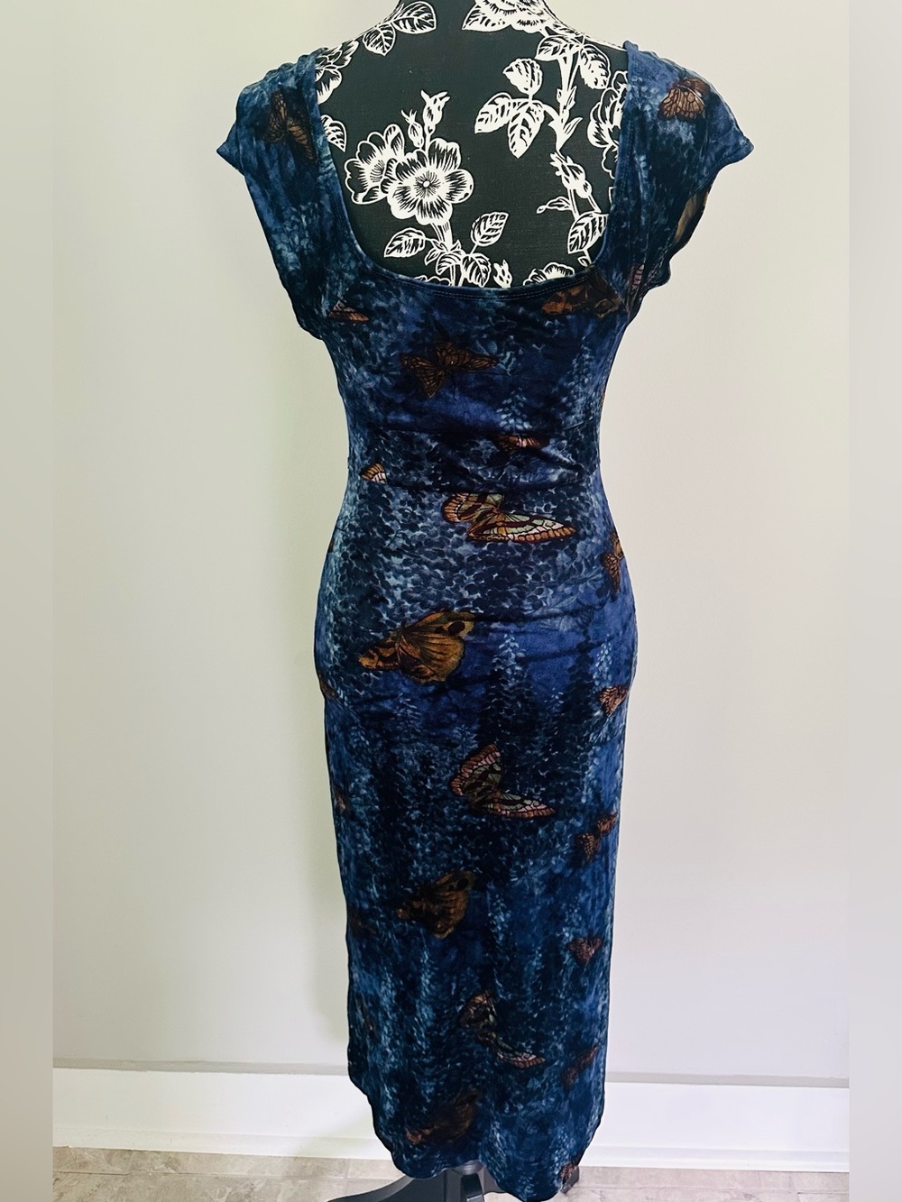 Vintage 90’s Betsey Johnson off the shoulder blue butterfly dress - Picture 6 of 10